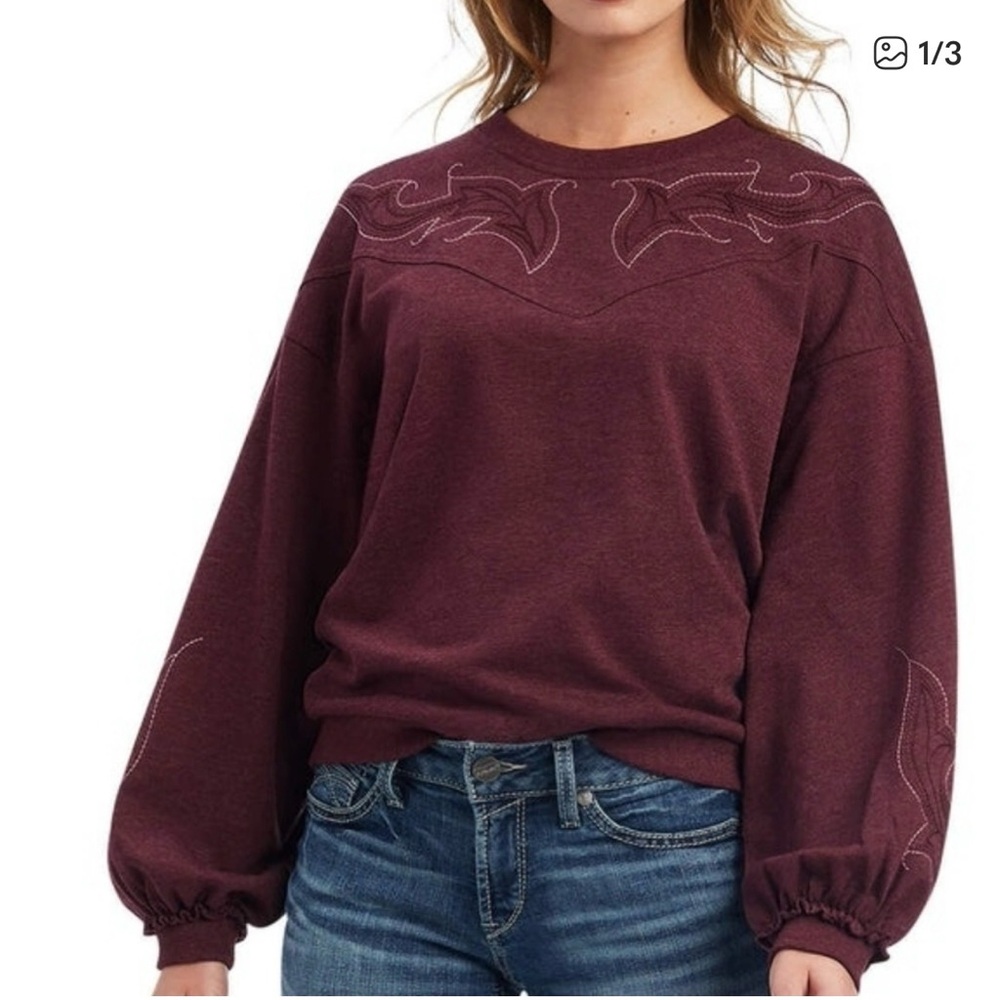 Ariat Burgundy Sweatshirt with Embroidered Design